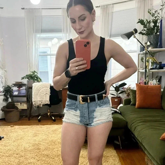 Carmar Distressed Denim High Rise Jean Shorts Sz 27 - Picture 8 of 15